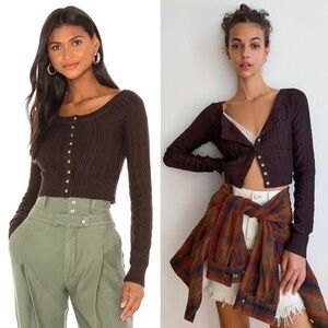 Used sz XL(S can wear) FREE PEOPLE Mimi Cardigan coffee